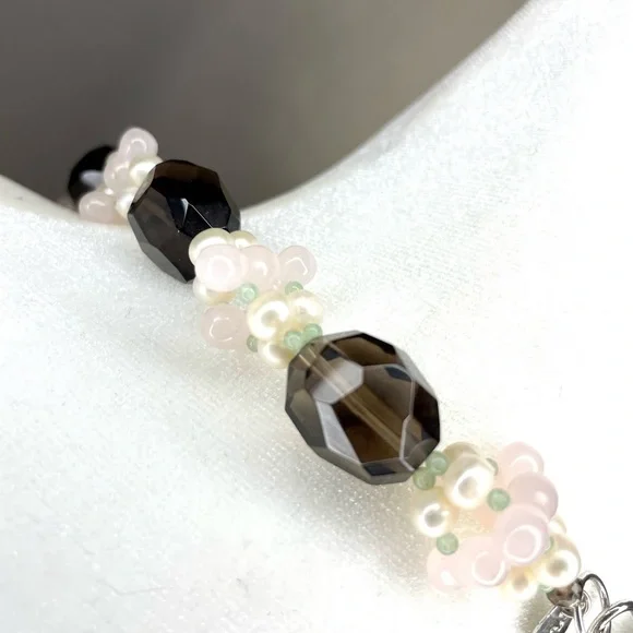 EUC Ross Simons Smoky Quartz Peal and Agate Necklace